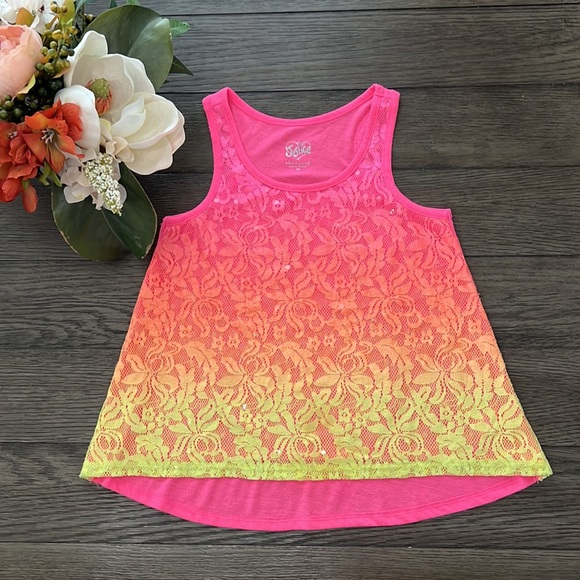 Girls hot pink Justice sparkly tank top - Picture 5 of 12
